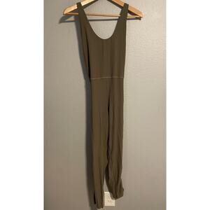 Wear One's At Jumpsuit Womens Large Olive Green Activewear Unitard Made USA